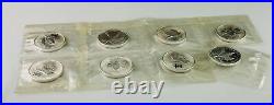 Lot of 8 2008 Canada Olympic $5 Maple Leafs. 9999 Fine Silver 1 oz