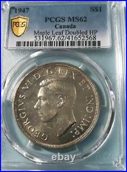 Lovely 1947 Maple Leaf Silver Dollar, PCGS MS-62! Choice With Prooflike Surface