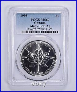 MS69 1995 Canada 5 Dollar Maple Leaf 1 Oz Silver PCGS Blue Label