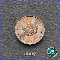 Maple Leaf 2021 Canada Canada 1 oz Silver Silver Gilded 24kt Rose Gold RARE