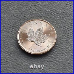 Maple Leaf 2021 Canada Canada 1 oz Silver Silver Gilded 24kt Rose Gold RARE