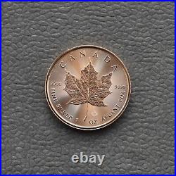 Maple Leaf 2021 Canada Canada 1 oz Silver Silver Gilded 24kt Rose Gold RARE