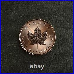 Maple Leaf 2021 Canada Canada 1 oz Silver Silver Gilded 24kt Rose Gold RARE