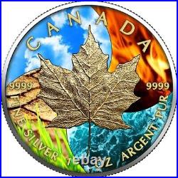 Maple Leaf 2023 Silver Silver 4 Elements Nature Elements Canada Canada ONLY 100