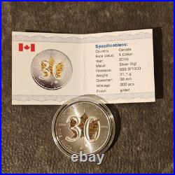 Maple Leaf 30th Anniversary 2018 Canada Canada 1oz Silver Silver Gilded ONLY 300
