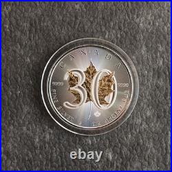 Maple Leaf 30th Anniversary 2018 Canada Canada 1oz Silver Silver Gilded ONLY 300