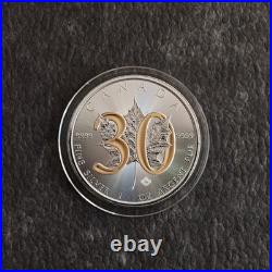 Maple Leaf 30th Anniversary 2018 Canada Canada 1oz Silver Silver Gilded ONLY 300