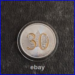 Maple Leaf 30th Anniversary 2018 Canada Canada 1oz Silver Silver Gilded ONLY 300