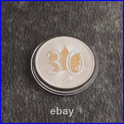 Maple Leaf 30th Anniversary 2018 Canada Canada 1oz Silver Silver Gilded ONLY 300