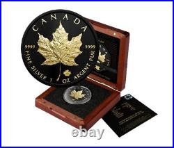 Maple Leaf Black Platinum & Gold 1oz 999.9 Silver $5 Canada 2023