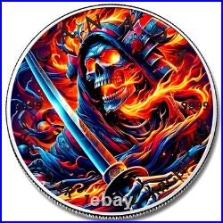 Maple Leaf Grim Reaper Samurai Canada 2024 Silver Coin Black Ruthenium