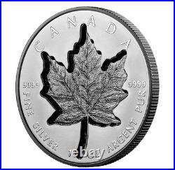 Maple Leaf Super Incuse. Canada $20 2023. 99.99% silver coin, rhodonized