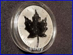 Maple Leaf Super Incuse. Canada $20 2023. 99.99% silver coin, rhodonized