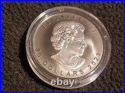 Maple Leaf Super Incuse. Canada $20 2023. 99.99% silver coin, rhodonized