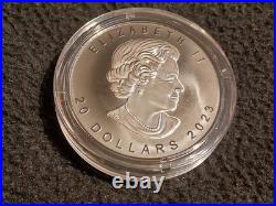 Maple Leaf Super Incuse. Canada $20 2023. 99.99% silver coin, rhodonized
