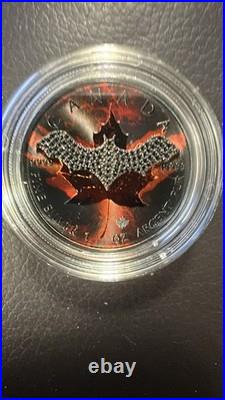 Maple leaf dark bat 5 $ Dollar Canada 1 oz Silver coin 2022 (RARE)