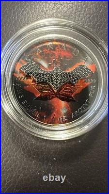 Maple leaf dark bat 5 $ Dollar Canada 1 oz Silver coin 2022 (RARE)