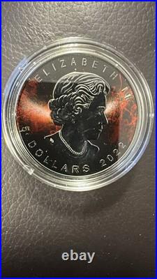 Maple leaf dark bat 5 $ Dollar Canada 1 oz Silver coin 2022 (RARE)