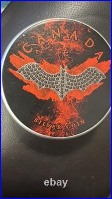 Maple leaf dark bat 5 $ Dollar Canada 1 oz Silver coin 2022 (RARE)