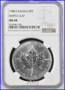 Mystery Box Coin Ngc 1988 Canada Maple 1oz Silver Ngc Ms69 Ms68 Ms67 1 Of 92