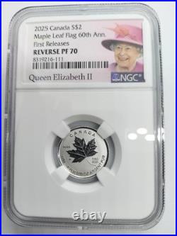 NGC PF70 2025 $2 1/10 oz Silver Coin Canadian Maple Leaf / 18