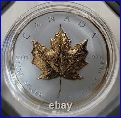 PCGS PR69 Canada 2023 Maple Leaf Ultra High Relief Gold Plating 1 oz Silver Coin