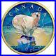 POLAR BEAR COLOURED CANADIAN MAPLE LEAF 2017 GOLD GILDED 1oz SILVER COIN LIM/EDI