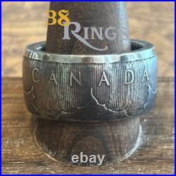 PURE SILVER Canadian Maple Leaf COIN RING SIZES 7-13 Handmade Canada US America