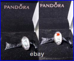 Pandora Canada Exclusive Murano Glass Charm S925 ALE Silver Maple Leaf Design