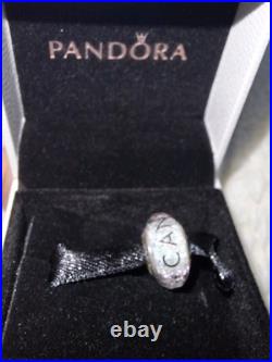 Pandora Canada Exclusive Murano Glass Charm S925 ALE Silver Maple Leaf Design