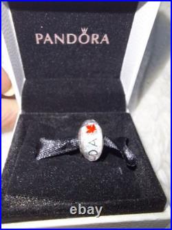 Pandora Canada Exclusive Murano Glass Charm S925 ALE Silver Maple Leaf Design