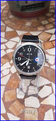 Pilots Avi-8 Automatic Wristwatch. Canadian Maple Leaf Insignia On The Dial