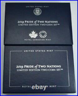 Pride of Two Nations 2019 Limited Ed. 2 Coin Set Am. Eagle Canadian Maple Leaf