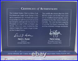 Pride of Two Nations 2019 Silver 999 Coin Set USA and Canada Limited Edition