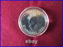 Pristine 1993 Canadian Maple Leaf $5 Pure Silver Coin Westminster collection COA