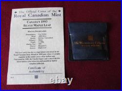Pristine 1993 Canadian Maple Leaf $5 Pure Silver Coin Westminster collection COA