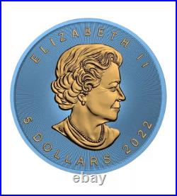 RARE! 1/100 Canada Maple Opal Stone 1oz Silver Coin. 9999 SPACE BLUE -Unsealed
