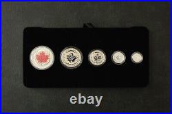 RARE! 2015 Maple Leaf Fine Silver Fractional Set 9999 Silver 5ST Canada Canada