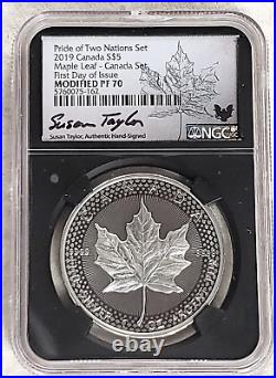 RARE 2019 Canada $5 Maple Leaf Pride of 2 Nations-CANADA SET- Mod. NGC PF70 FDOI