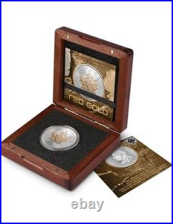 RED GOLD Maple Leaf 1 Oz Silver Coin 5$ Canada 2025