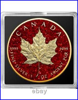 RUBY MAPLE LEAF Precious Gemstones 1 Oz Silver Coin 5$ Canada 2024