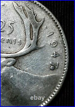 Rare 1947 Coin Error Canada Silver Quarter Maple Leaf Touches the 7