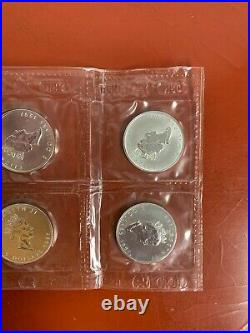 Rare 1997 Canadian Maple Leaf Silver Coins Bu In Royal Canadian Mint Pouch X10
