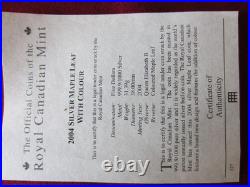 Rare 2004 Canadian Maple Leaf $5 Pure Silver Coin, Colourized Winter WC COA