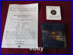 Rare 2004 Canadian Maple Leaf $5 Pure Silver Coin, Colourized Winter WC COA