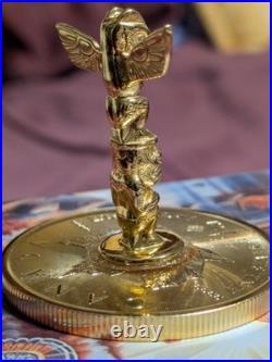 Rare 24Kt Gilded Silver Totem Pole On9999 Fine Silver Canadian Maple Leaf Dollar