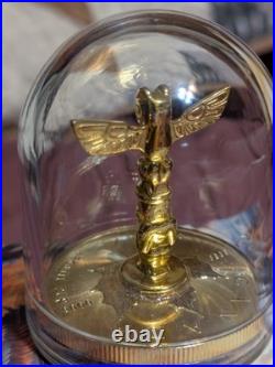 Rare 24Kt Gilded Silver Totem Pole On9999 Fine Silver Canadian Maple Leaf Dollar