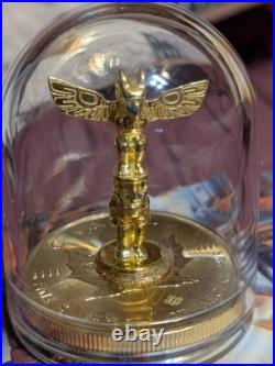 Rare 24Kt Gilded Silver Totem Pole On9999 Fine Silver Canadian Maple Leaf Dollar