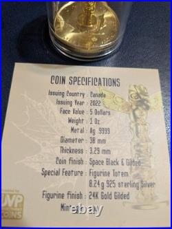 Rare 24Kt Gilded Silver Totem Pole On9999 Fine Silver Canadian Maple Leaf Dollar