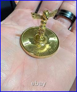 Rare 24Kt Gilded Silver Totem Pole On9999 Fine Silver Canadian Maple Leaf Dollar